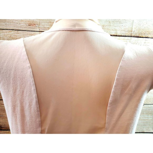 Light Peach Short Sleeve Crop Top with sheer Mesh Insets (2X) - Picture 7 of 12